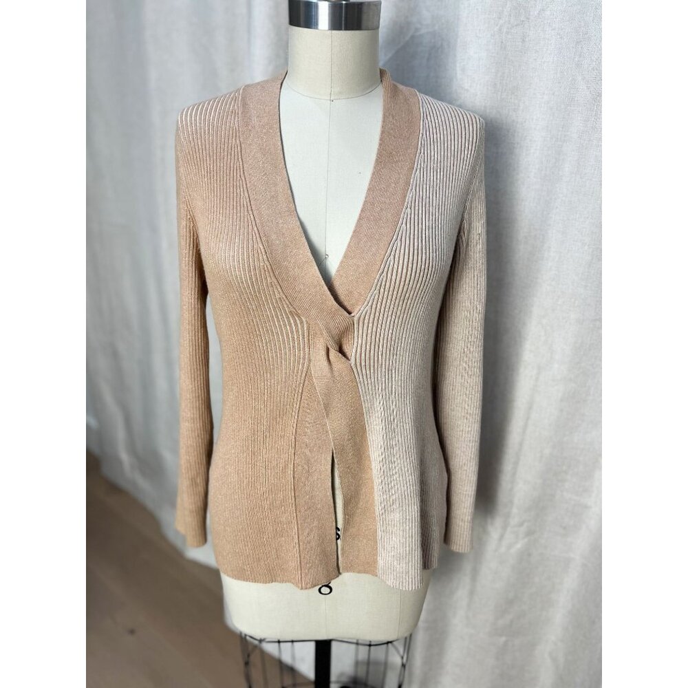 Naadam Ribbed Twist Front Sweater In Oatmeal Combo In Multi Sz M - Picture 3 of 10